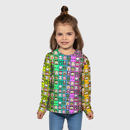 Детский лонгслив Minecraft characters neon / 3D-принт – фото 5