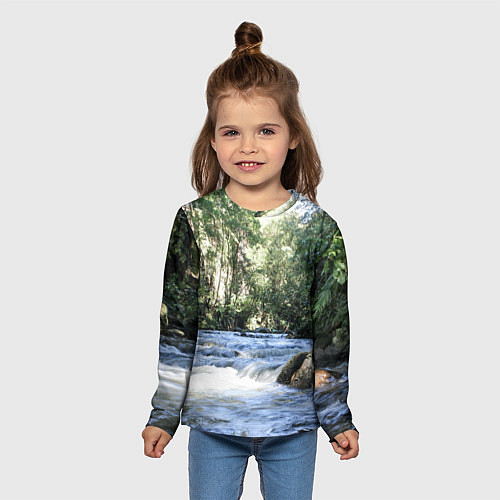 Детский лонгслив Течёт река в лесу / 3D-принт – фото 5