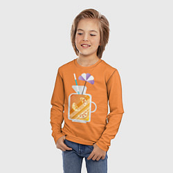 Лонгслив детский Апельсиновый сок - Оранжевая версия, цвет: 3D-принт — фото 2