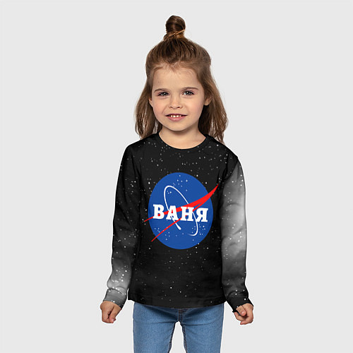 Детский лонгслив Ваня Наса космос / 3D-принт – фото 5