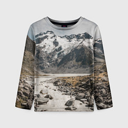 Лонгслив детский Горы и река с камнями, цвет: 3D-принт