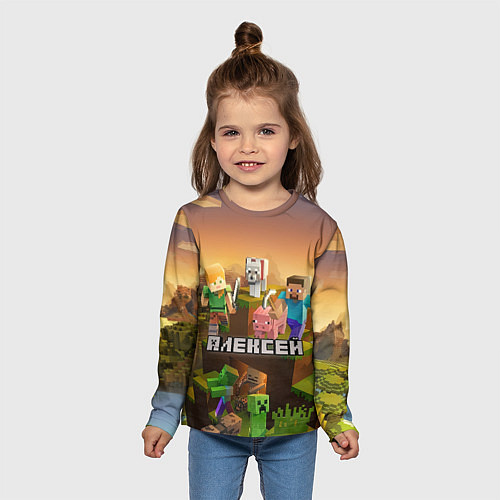 Детский лонгслив Алексей Minecraft / 3D-принт – фото 5