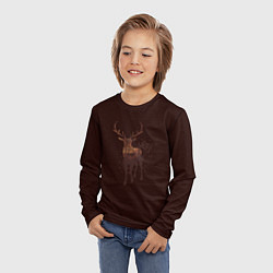 Лонгслив детский Силуэт оленя с осенним лесом, цвет: 3D-принт — фото 2
