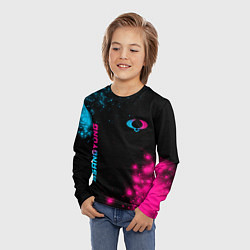 Лонгслив детский SsangYong - neon gradient: надпись, символ, цвет: 3D-принт — фото 2