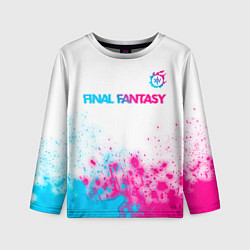 Лонгслив детский Final Fantasy neon gradient style: символ сверху, цвет: 3D-принт