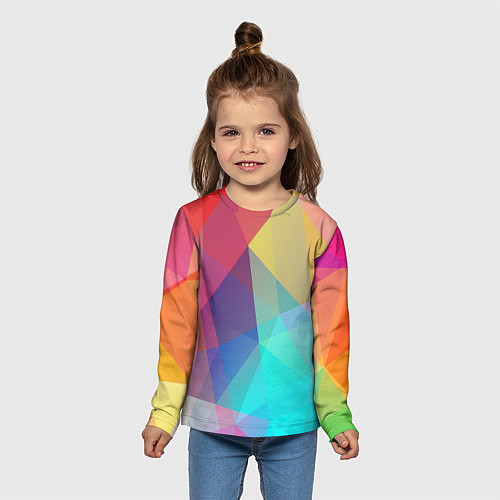 Детский лонгслив Нежный разноцветный фон / 3D-принт – фото 5