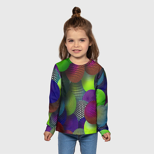 Детский лонгслив Трехмерные разноцветные шары / 3D-принт – фото 5