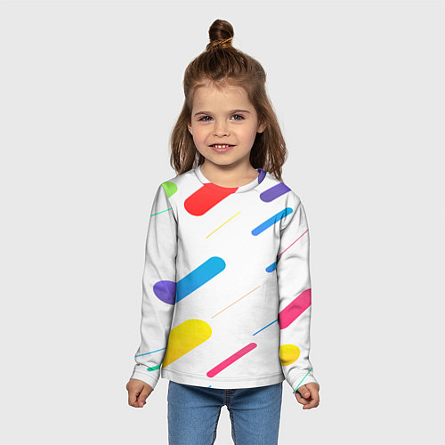 Детский лонгслив Разноцветные круги и полосы / 3D-принт – фото 5