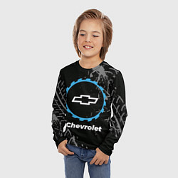 Лонгслив детский Chevrolet в стиле Top Gear со следами шин на фоне, цвет: 3D-принт — фото 2