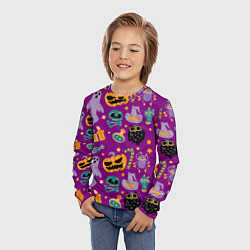 Лонгслив детский Happy Halloween - holiday pattern, цвет: 3D-принт — фото 2