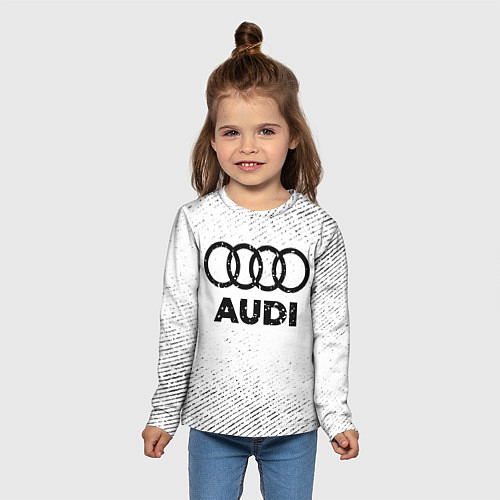 Детский лонгслив Audi с потертостями на светлом фоне / 3D-принт – фото 5