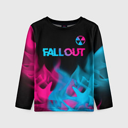 Лонгслив детский Fallout - neon gradient: символ сверху, цвет: 3D-принт