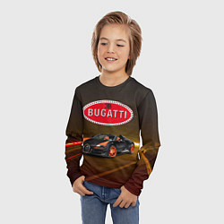 Лонгслив детский Bugatti на ночной дороге, цвет: 3D-принт — фото 2