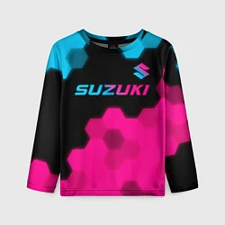 Лонгслив детский Suzuki - neon gradient: символ сверху, цвет: 3D-принт