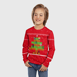 Лонгслив детский Майнкрафт : Новогодний свитер, цвет: 3D-принт — фото 2