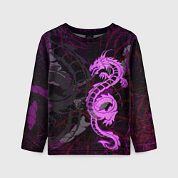 Лонгслив детский Неоновый дракон purple dragon, цвет: 3D-принт