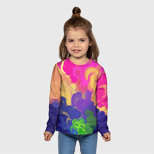 Детский лонгслив Разноцветный дым / 3D-принт – фото 5