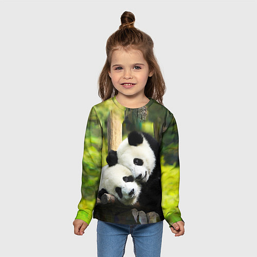 Детский лонгслив Влюблённые панды / 3D-принт – фото 5
