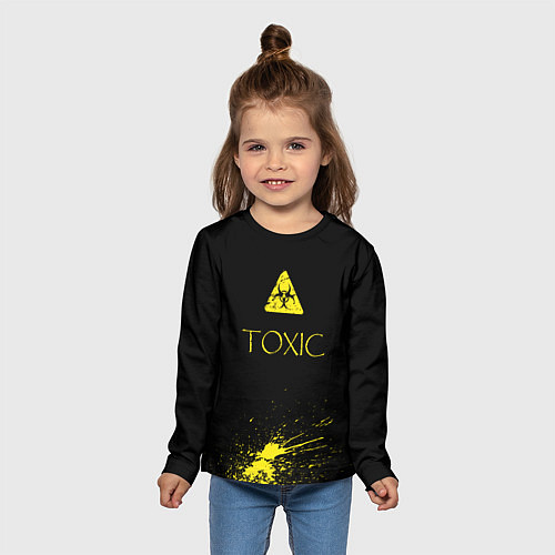 Детский лонгслив TOXIC - Биологическая опасность / 3D-принт – фото 5