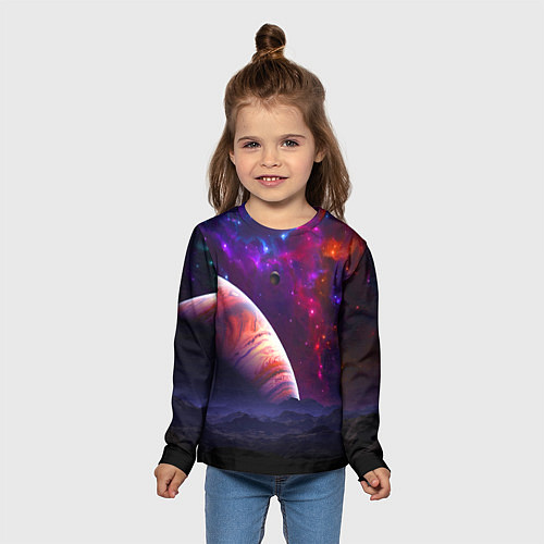 Детский лонгслив Бесконечное космическое пространство - Планета / 3D-принт – фото 5