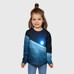 Лонгслив детский Яркая звезда над горизонтом - космос, цвет: 3D-принт — фото 2