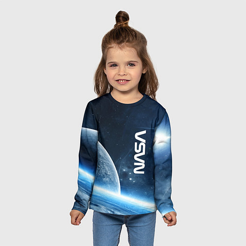 Детский лонгслив Космическое пространство - NASA / 3D-принт – фото 5
