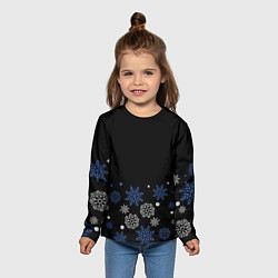 Лонгслив детский Снежинки - Новогодние, цвет: 3D-принт — фото 2