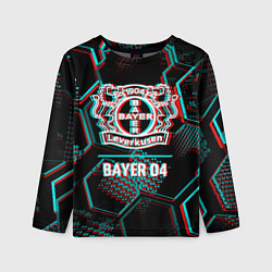 Лонгслив детский Bayer 04 FC в стиле glitch на темном фоне, цвет: 3D-принт