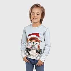 Лонгслив детский Merry Christmas foxy, цвет: 3D-принт — фото 2