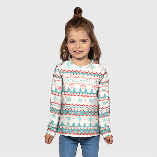 Детский лонгслив Новогодний свитер, но без оленей / 3D-принт – фото 5