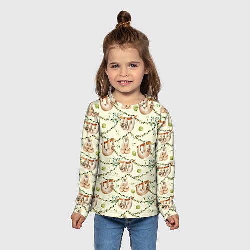 Детский лонгслив Ленивцы висят на лианах / 3D-принт – фото 5