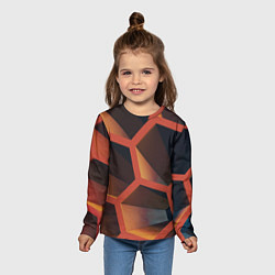 Лонгслив детский Абстрактные шестигранные фигуры, цвет: 3D-принт — фото 2