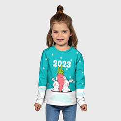 Лонгслив детский Зайчики с большой морковкой 2023, цвет: 3D-принт — фото 2
