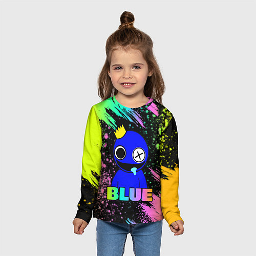 Детский лонгслив Rainbow Friends - Blue / 3D-принт – фото 5