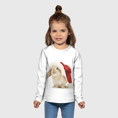 Детский лонгслив Новогодний кролик - 2023 / 3D-принт – фото 5