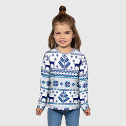 Лонгслив детский Happy new year, blue deer, цвет: 3D-принт — фото 2