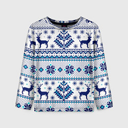 Лонгслив детский Happy new year, blue deer, цвет: 3D-принт