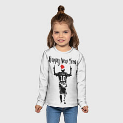 Лонгслив детский Лионель Месси - happy new year, цвет: 3D-принт — фото 2