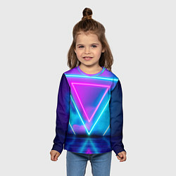 Лонгслив детский Неоновые треугольники на горизонте, цвет: 3D-принт — фото 2