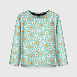 Детский лонгслив Цветок скетч белый и красный