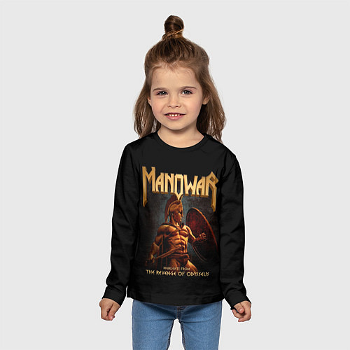 Детский лонгслив Manowar rock / 3D-принт – фото 5