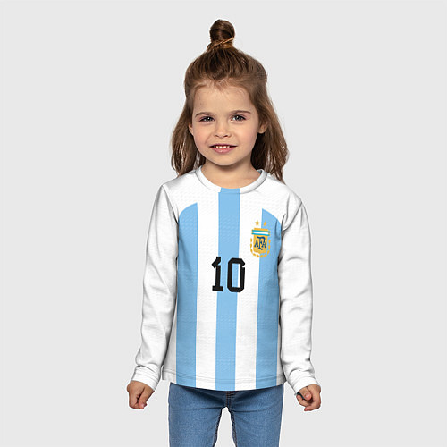 Детский лонгслив Месси Аргентина ЧМ 2022 / 3D-принт – фото 5