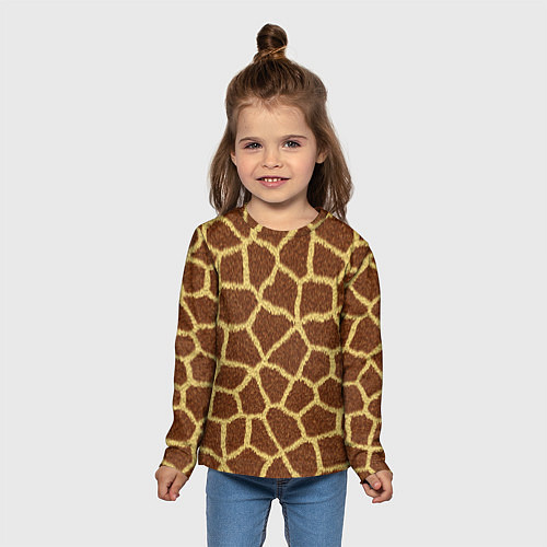 Детский лонгслив Текстура жирафа / 3D-принт – фото 5