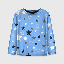 Лонгслив детский Звёзды на голубом фоне, цвет: 3D-принт
