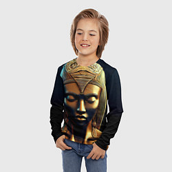 Лонгслив детский Нейросеть - золотая статуя египетской царицы, цвет: 3D-принт — фото 2