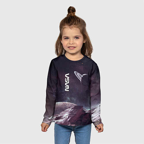 Детский лонгслив Космический пейзаж - Saturn - Nasa / 3D-принт – фото 5