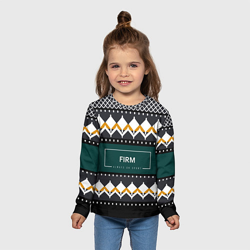 Детский лонгслив FIRM ретро свитер / 3D-принт – фото 5