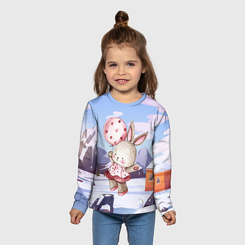 Детский лонгслив Зайка с воздушным шариком / 3D-принт – фото 5