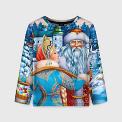 Лонгслив детский Дед Мороз со Снегуркой, цвет: 3D-принт