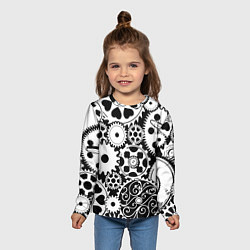 Лонгслив детский Шестеренки в черно-белом стиле, цвет: 3D-принт — фото 2